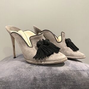 Suede decley tassle mule authentic jimmy choo heels